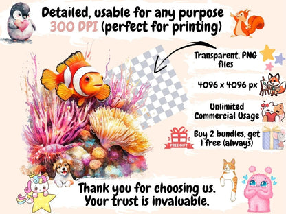 Underwater Paradise Watercolor Clipart Aquatic Paradise Art - Wonders Artist