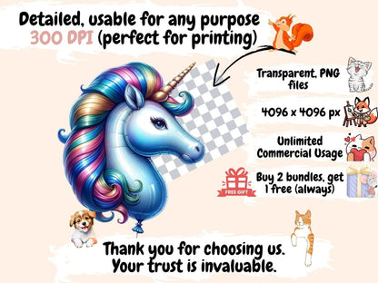 Unicorn Balloons Clipart balloon clipart - Wonders Artist