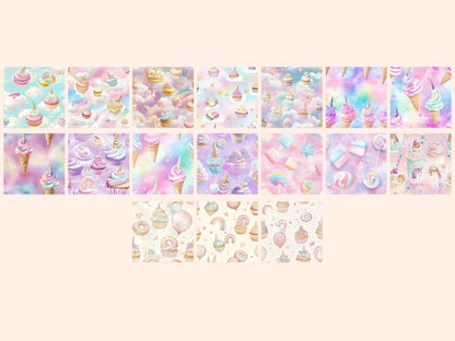 Unicorn Desserts Seamless Digital Paper Candy Fantasy Art - Wonders Artist