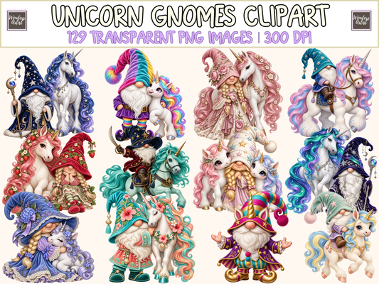 Unicorn Gnomes Clipart — bundle preview