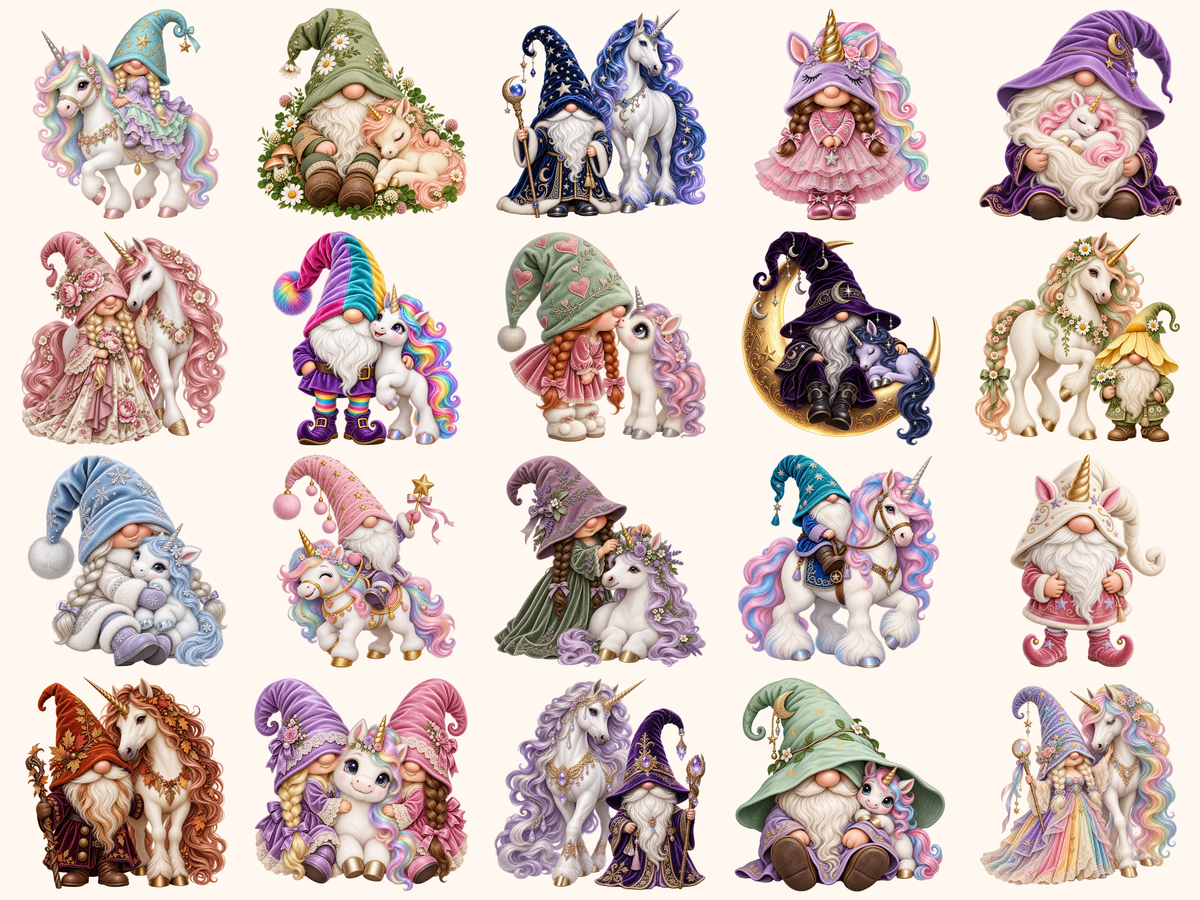 Unicorn Gnomes Clipart — preview 2