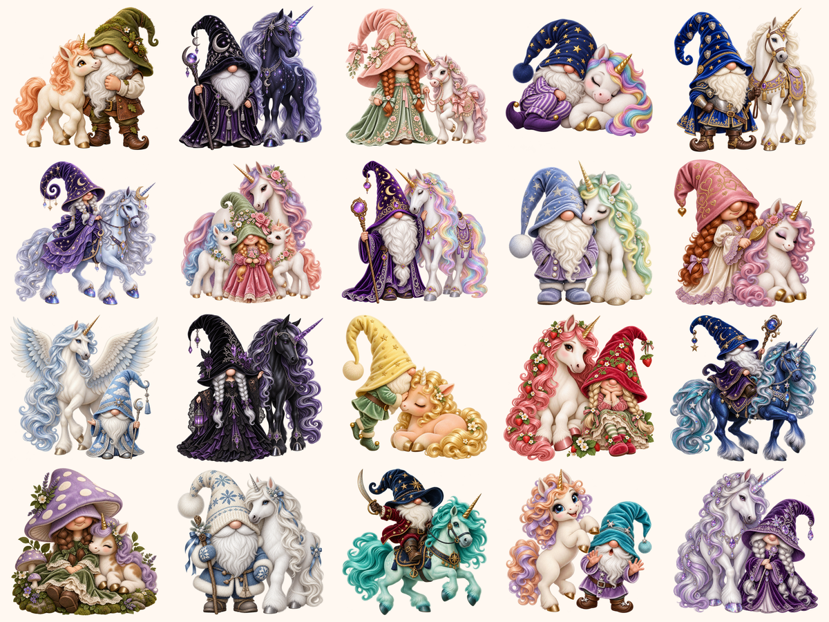 Unicorn Gnomes Clipart — preview 3