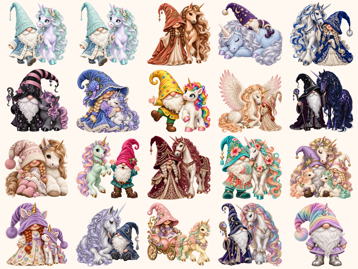 Unicorn Gnomes Clipart — preview 5
