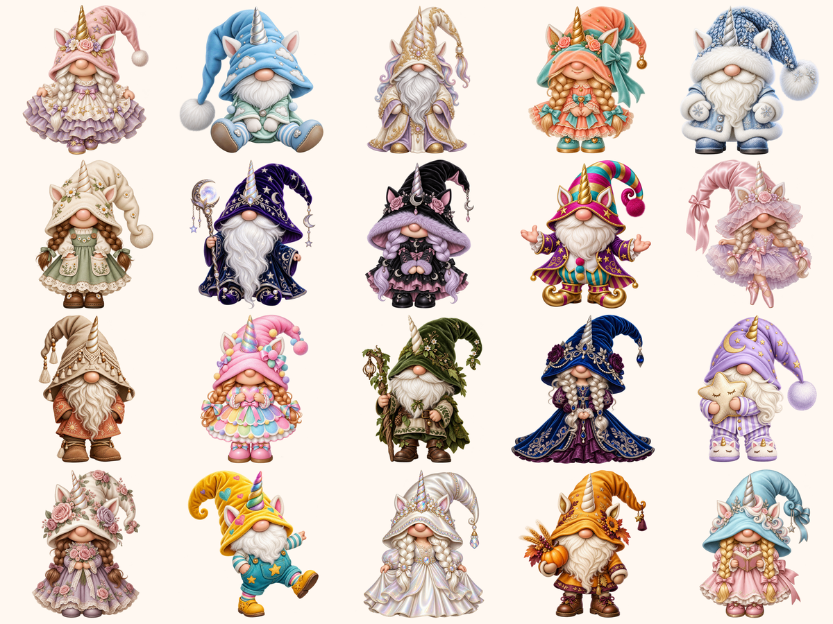 Unicorn Gnomes Clipart — preview 6