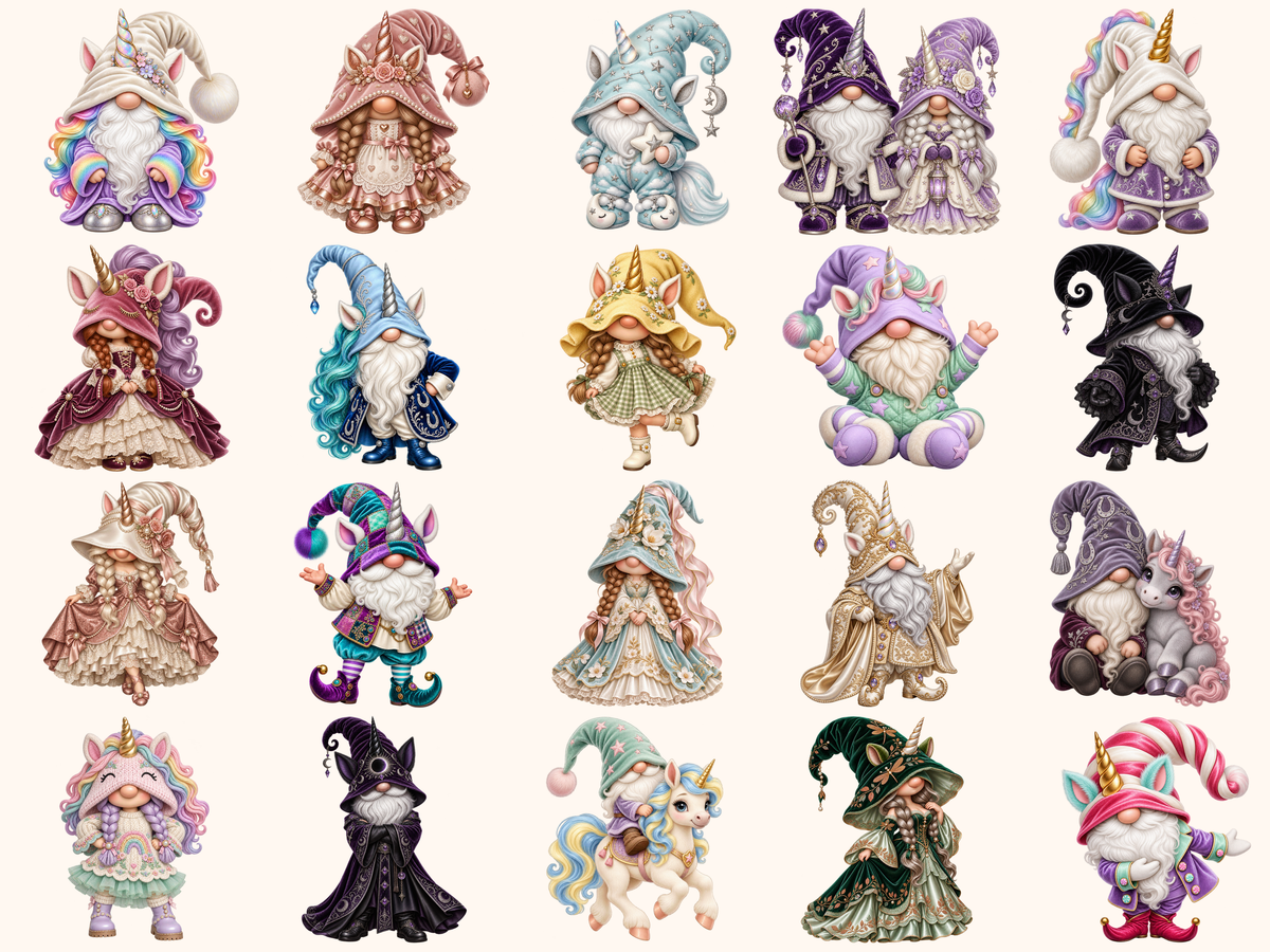 Unicorn Gnomes Clipart — preview 7