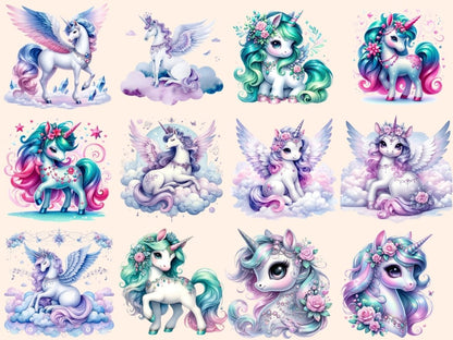 Unicorns (P4) Clipart Cute unicorn art - Wonders Artist