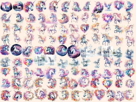 ユニコーン 水彩 クリップアート