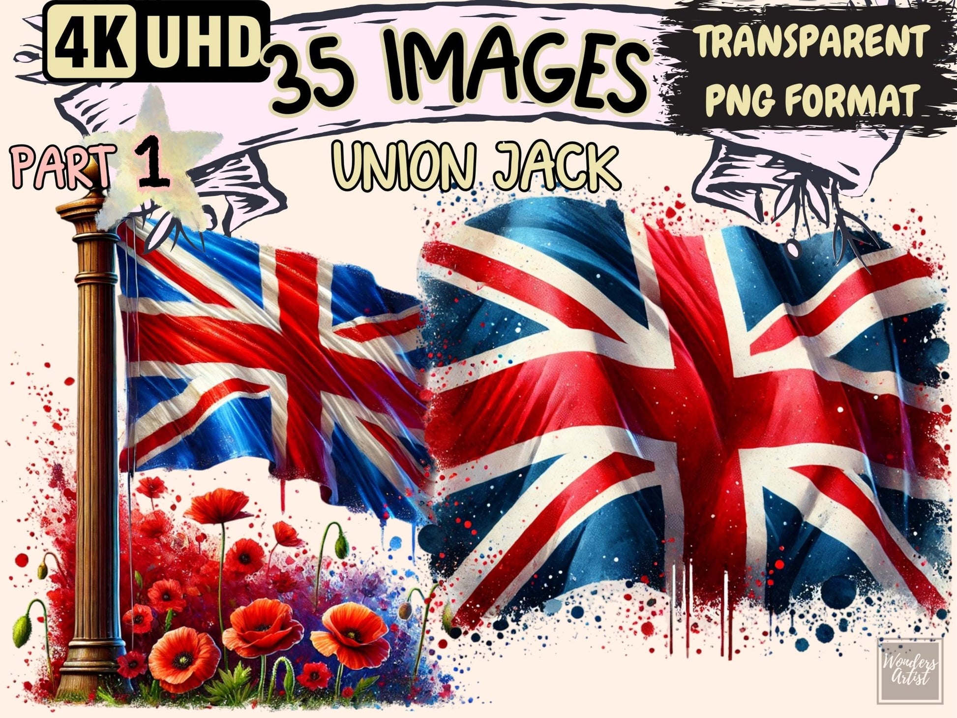 Union Jack Clipart - High - Quality Instant Digital Download for Creative Projects