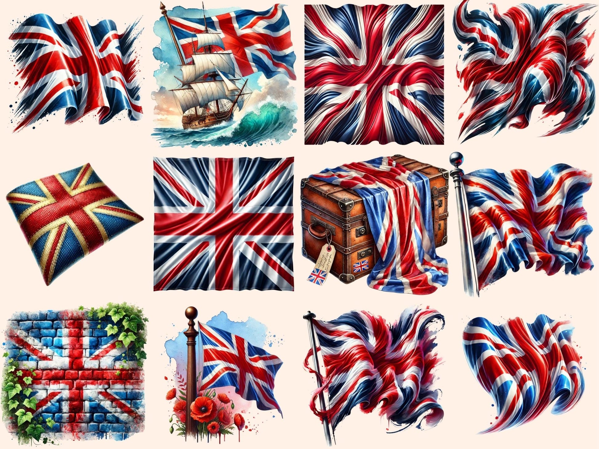 Union Jack Clipart - High - Quality Instant Digital Download for Creative Projects