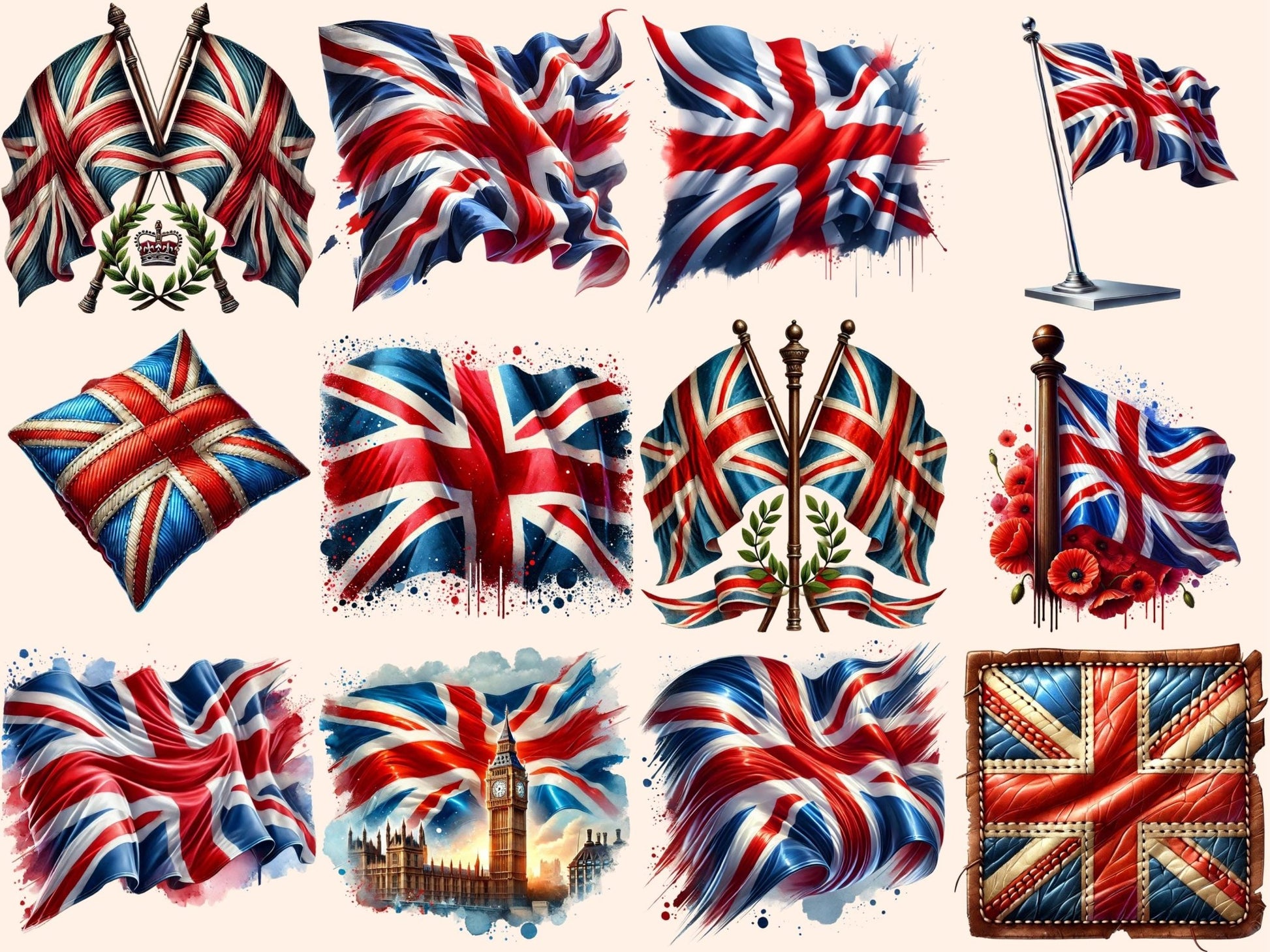 Union Jack Clipart - High - Quality Instant Digital Download for Creative Projects