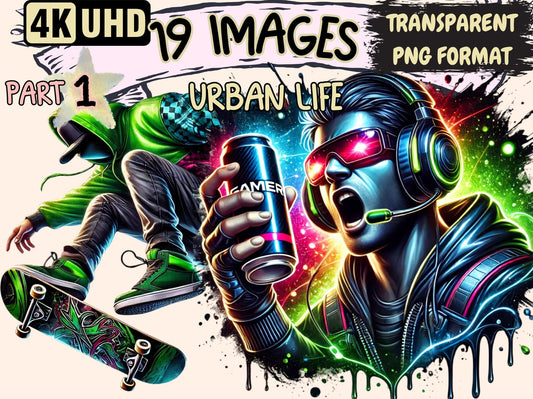 Urban Life Clipart - High - Quality Instant Digital Download for Creative Projects