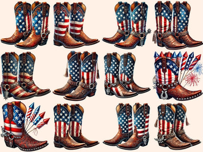 USA Cowboy Boots Clipart 4TH OF JULY CLIPART - Wonders Artist