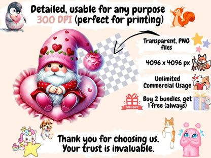 Valentine Gnomes Clipart Cute Gnome Graphics - Wonders Artist