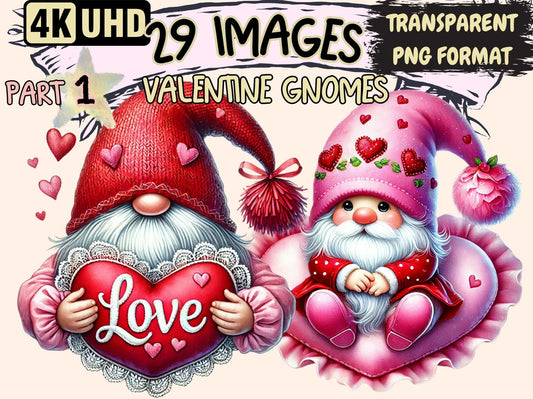 Valentine Gnomes Clipart - High - Quality Instant Digital Download for Creative Projects