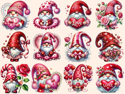 Valentine Gnomes Clipart Cute Gnome Graphics - Wonders Artist