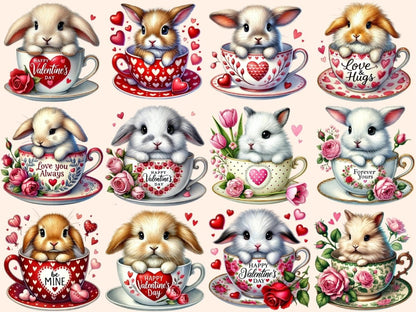 Valentine's Day Bunny Cups (P1) Clipart bunny cup clipart - Wonders Artist