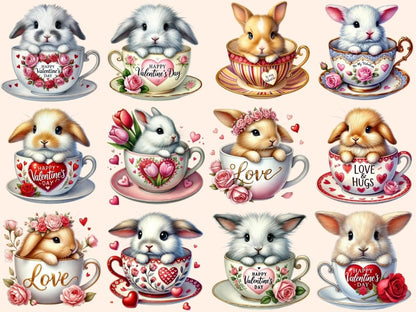 Valentine's Day Bunny Cups (P1) Clipart bunny cup clipart - Wonders Artist