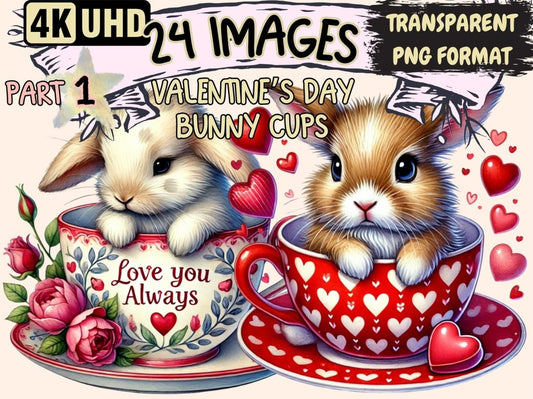 Valentine's Day Bunny Cups (P1) Clipart bunny cup clipart - Wonders Artist