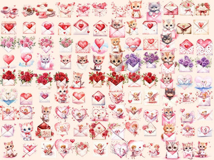 Valentine's Day Cards Watercolor Clipart envelope clipart - Wonders Artist