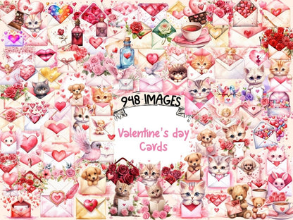 Valentine's Day Cards Watercolor Clipart envelope clipart - Wonders Artist