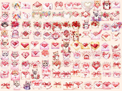 Valentine's Day Cards Watercolor Clipart envelope clipart - Wonders Artist