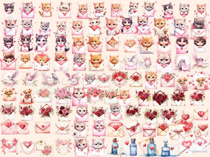 Valentine's Day Cards Watercolor Clipart envelope clipart - Wonders Artist