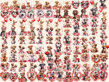 Valentine's Day Dogs Watercolor Clipart dog clipart - Wonders Artist