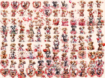 Valentine's Day Dogs Watercolor Clipart dog clipart - Wonders Artist