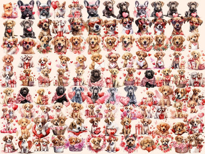 Valentine's Day Dogs Watercolor Clipart dog clipart - Wonders Artist