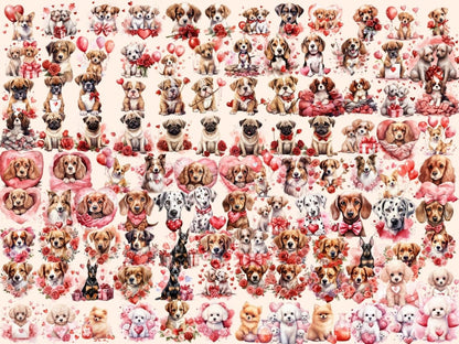 Valentine's Day Dogs Watercolor Clipart dog clipart - Wonders Artist