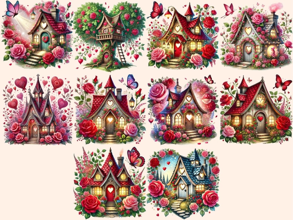 Valentine's Day Fairy Houses (P1) Clipart cute fairy houses - Wonders Artist