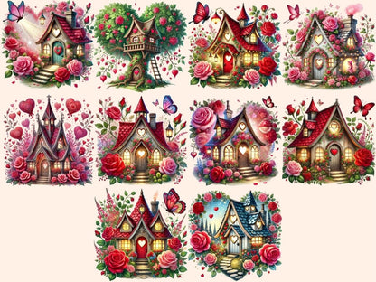 Valentine's Day Fairy Houses (P1) Clipart cute fairy houses - Wonders Artist