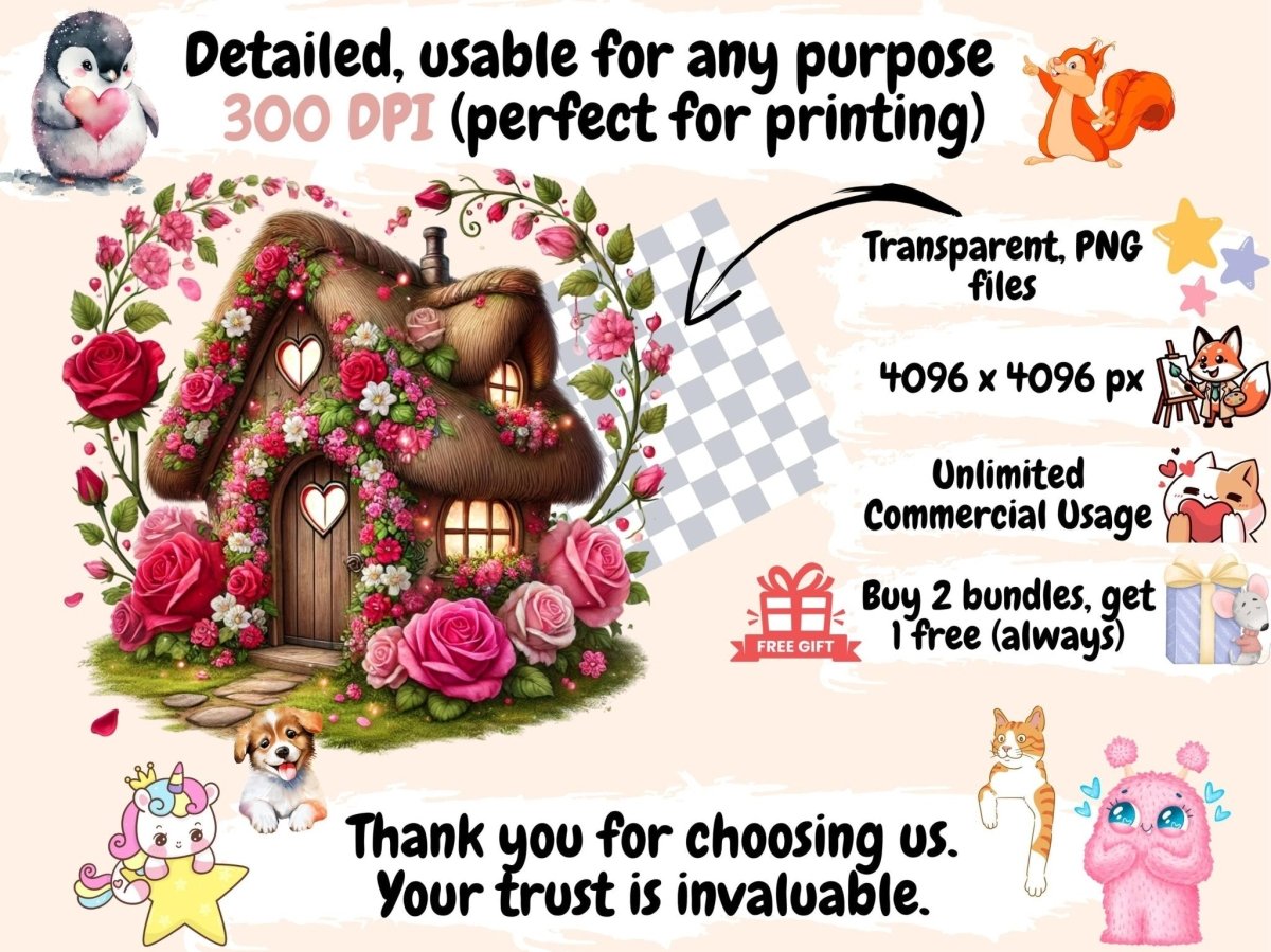 Valentine's Day Fairy Houses (P1) Clipart cute fairy houses - Wonders Artist