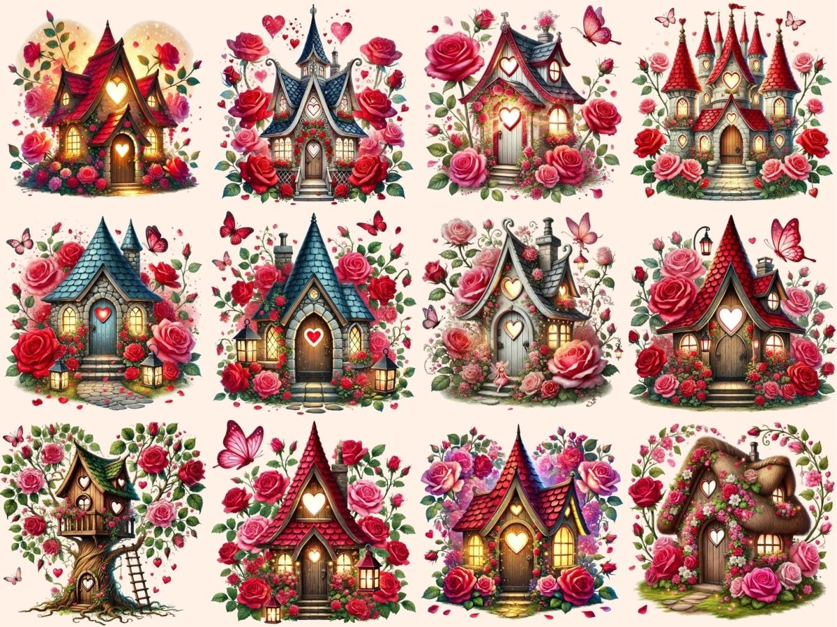 Valentine's Day Fairy Houses (P1) Clipart cute fairy houses - Wonders Artist