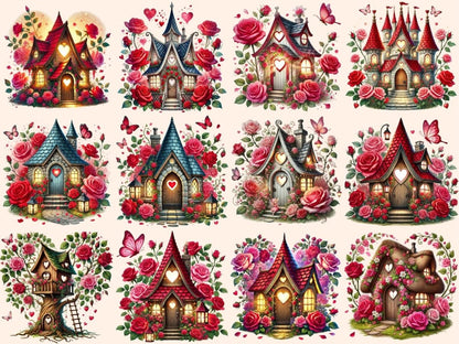 Valentine's Day Fairy Houses (P1) Clipart cute fairy houses - Wonders Artist