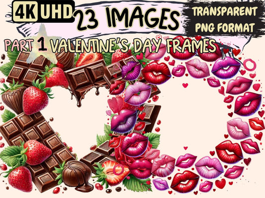 Valentine's Day Frames Clipart - High - Quality Instant Digital Download for Creative Projects