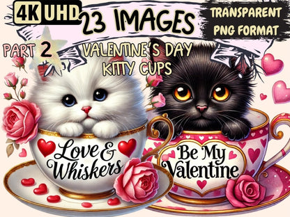 Valentine's Day Kitty Cups (P2) Clipart cat cup graphics - Wonders Artist