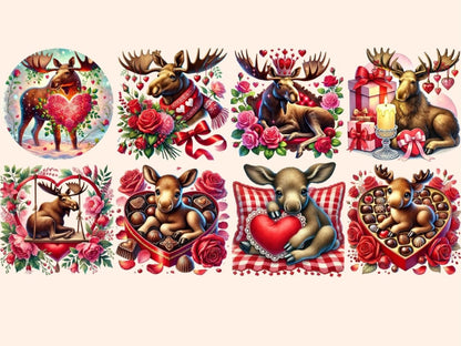 Valentine's Day Moose Clipart Cute Moose Designs - Wonders Artist
