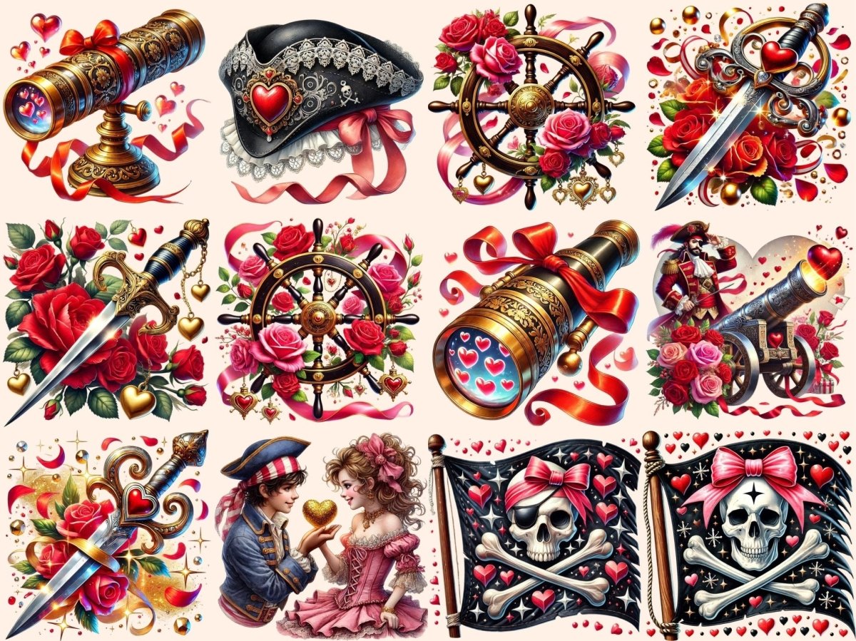 Valentine's Day Pirates Clipart Cute Pirate Designs - Wonders Artist