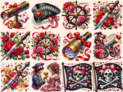 Valentine's Day Pirates Clipart Cute Pirate Designs - Wonders Artist