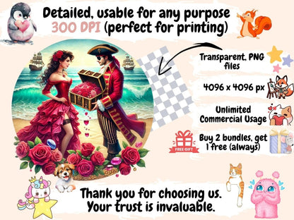 Valentine's Day Pirates Clipart Cute Pirate Designs - Wonders Artist