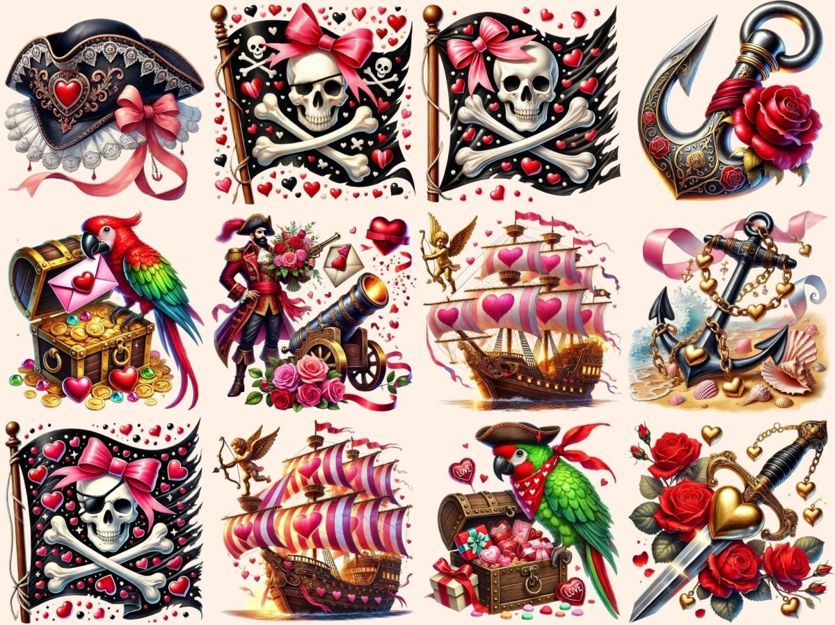 Valentine's Day Pirates Clipart Cute Pirate Designs - Wonders Artist