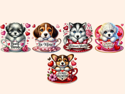 Valentine's Day Puppy Cups Clipart cute dog cups art - Wonders Artist