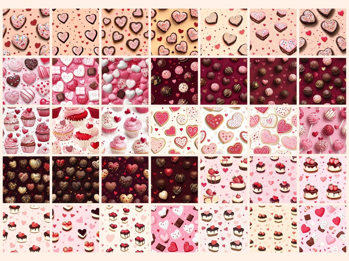 Valentine’s Day Sweets Digital Paper Candy Fantasy Art Cotton Candy Texture desserts seamless - WondersArtist