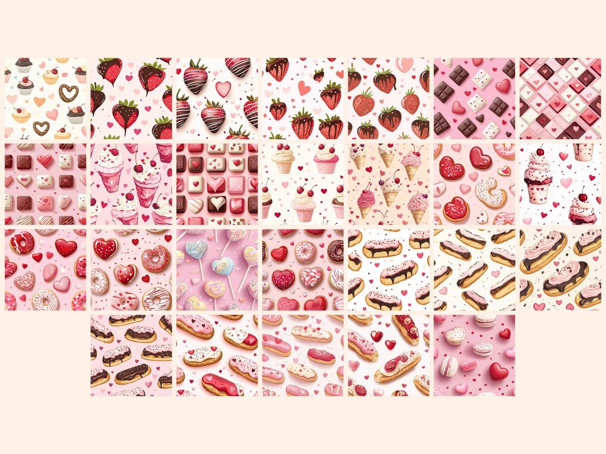 Valentine’s Day Sweets Digital Paper Candy Fantasy Art Cotton Candy Texture desserts seamless - WondersArtist