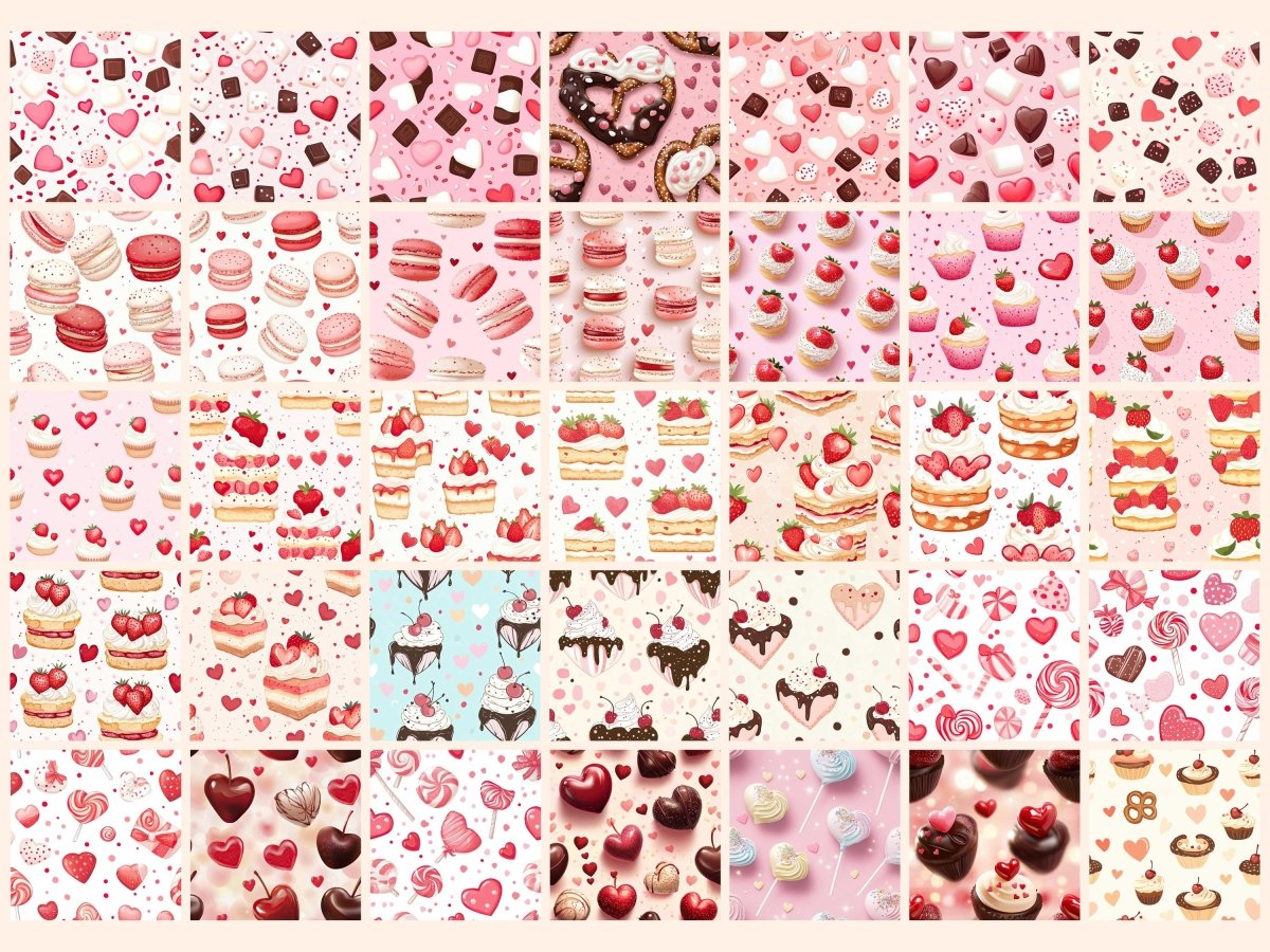 Valentine’s Day Sweets Digital Paper Candy Fantasy Art Cotton Candy Texture desserts seamless - WondersArtist