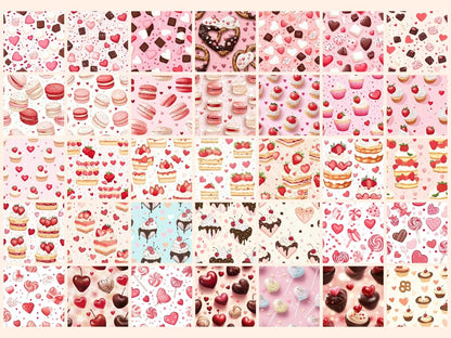 Valentine’s Day Sweets Digital Paper Candy Fantasy Art Cotton Candy Texture desserts seamless - WondersArtist