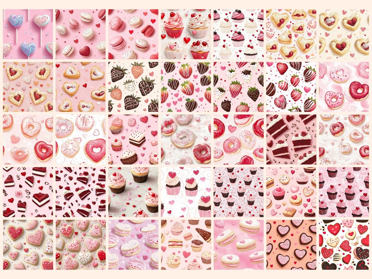 Valentine’s Day Sweets Digital Paper Candy Fantasy Art Cotton Candy Texture desserts seamless - WondersArtist