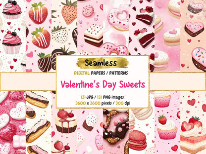 Valentine’s Day Sweets Digital Paper Candy Fantasy Art Cotton Candy Texture desserts seamless - WondersArtist