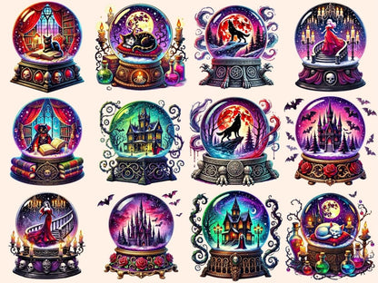 Vampire Globes Clipart dark fantasy png eerie globe png gothic globe png - WondersArtist